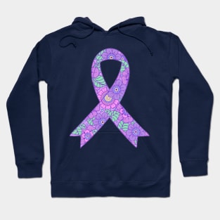 Flower pattern Awareness Ribbon Hoodie